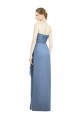 Fournisseurs de Bleu poussiéreux Fourreau Sans bretelle Mousseline Longue Robes demoiselle d'honneur