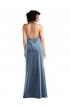 Fournisseurs de Bleu poussiéreux Fourreau Velours Stretch Longue Robes demoiselle d'honneur / Robes de bal