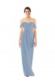 Fournisseurs de Bleu poussiéreux Fourreau Épaule Dénudée Mousseline Longue Robes demoiselle d'honneur