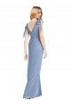 Fournisseurs de Bleu poussiéreux Sirène Col V Mousseline Longue Robes demoiselle d'honneur
