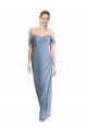 Fournisseurs de Bleu poussiéreux Sirène Épaule Dénudée Mousseline Longue Robes demoiselle d'honneur