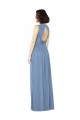 Fournisseurs de Bleu poussiéreux Trapèze Bateau Mousseline Longue Robes demoiselle d'honneur