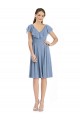 Fournisseurs de Bleu poussiéreux Trapèze Col V Mousseline Courte Robes demoiselle d'honneur