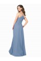 Fournisseurs de Bleu poussiéreux Trapèze Col V Mousseline Longue Robes demoiselle d'honneur