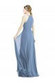 Fournisseurs de Bleu poussiéreux Trapèze Licou Mousseline Longue Robes demoiselle d'honneur