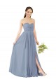 Fournisseurs de Bleu poussiéreux Trapèze Mousseline Longue Robes demoiselle d'honneur
