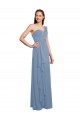 Fournisseurs de Bleu poussiéreux Trapèze Mousseline Longue Robes demoiselle d'honneur