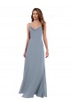 Fournisseurs de Bleu poussiéreux Trapèze Mousseline Longue Robes demoiselle d'honneur