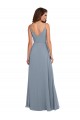 Fournisseurs de Bleu poussiéreux Trapèze Mousseline Longue Robes demoiselle d'honneur