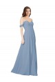 Fournisseurs de Bleu poussiéreux Trapèze Mousseline Longue Robes demoiselle d'honneur