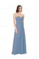 Fournisseurs de Bleu poussiéreux Trapèze Mousseline Longue Robes demoiselle d'honneur