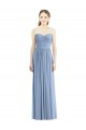 Fournisseurs de Bleu poussiéreux Trapèze Sans bretelle Mousseline Longue Robes demoiselle d'honneur