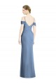 Fournisseurs de Bleu poussiéreux Trapèze Épaule Dénudée Mousseline Longue Formelles Robes demoiselle d'honneur / Robes de soirée