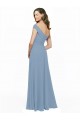 Fournisseurs de Bleu poussiéreux Trapèze Épaule Dénudée Mousseline Longue Robes demoiselle d'honneur
