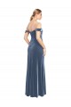 Fournisseurs de Bleu poussiéreux Trapèze Épaule Dénudée Sans bretelle Velours Stretch Longue Robes demoiselle d'honneur / Robes de bal