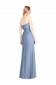 Fournisseurs de Bleu poussiéreux Trompette Sans bretelle Mousseline Longue Robes demoiselle d'honneur