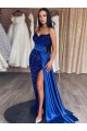 Fournisseurs de Bleu roi Fourreau Balayage train Paillettes Velours Longue Robes de bal