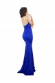 Fournisseurs de Bleu roi Sirène Col Haut Crêpe Stretch Longue Formelles Robes demoiselle d'honneur / Robes de soirée / Robes de bal