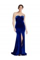 Fournisseurs de Bleu roi Sirène Sans bretelle Balayage train Velours Stretch Longue Formelles Robes demoiselle d'honneur / Robes de soirée / Robes de bal