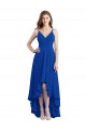 Fournisseurs de Bleu roi Trapèze Bretelles spaghetti Mousseline Longue Asymétrique Robes demoiselle d'honneur
