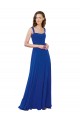 Fournisseurs de Bleu roi Trapèze Col Carré Mousseline Longue Robes demoiselle d'honneur