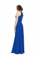 Fournisseurs de Bleu roi Trapèze Col bijou Mousseline Longue Robes demoiselle d'honneur
