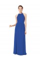 Fournisseurs de Bleu roi Trapèze Licou Mousseline Longue Robes demoiselle d'honneur