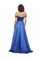 Fournisseurs de Bleu roi Trapèze Épaule Dénudée Balayage train Satiné Stretch Longue Formelles Robes demoiselle d'honneur / Robes de soirée / Robes de bal