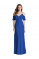 Fournisseurs de Bleu roi Trompette Bretelles spaghetti Col V Mousseline Longue Robes demoiselle d'honneur