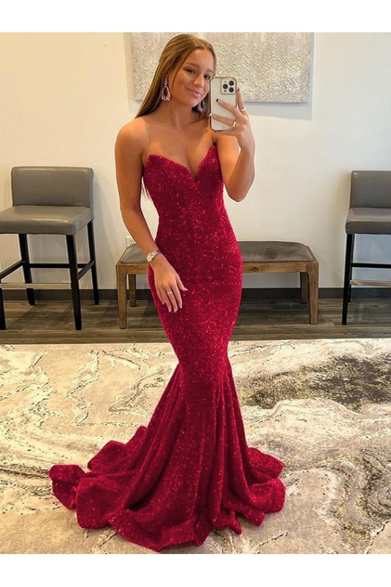 Fournisseurs de Bordeaux Fourreau Balayage train Paillettes Velours Longue Robes de bal