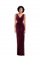 Fournisseurs de Bordeaux Fourreau Col V Velours Stretch Longue Robes demoiselle d'honneur / Robes de bal