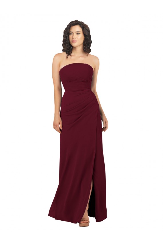 Fournisseurs de Bordeaux Fourreau Sans bretelle Mousseline Longue Robes demoiselle d'honneur
