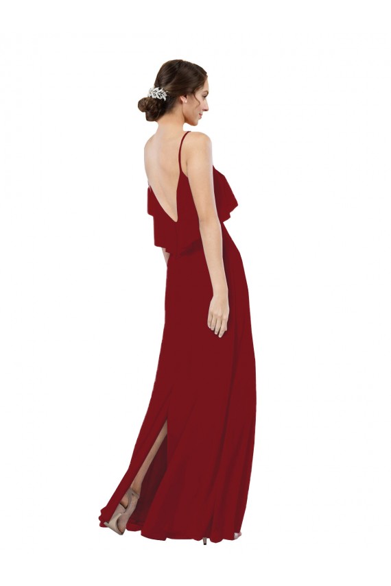 Fournisseurs de Bordeaux Fourreau Scoop Mousseline Longue Robes demoiselle d'honneur