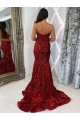 Fournisseurs de Bordeaux Fourreau Traîne moyenne Paillettes Velours Longue Robes de bal