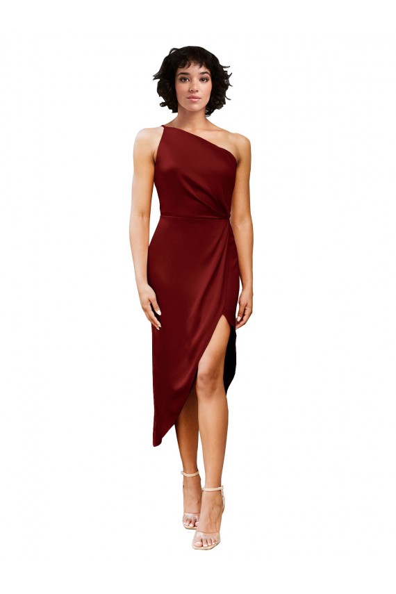 Fournisseurs de Bordeaux Fourreau midi Satiné Stretch Courte Robes demoiselle d'honneur / Robes de soirée / Robes de cocktail