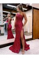 Fournisseurs de Bordeaux Sirène Balayage train Paillettes Velours Longue Robes de bal