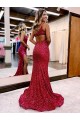 Fournisseurs de Bordeaux Sirène Balayage train Paillettes Velours Longue Robes de bal