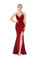 Fournisseurs de Bordeaux Sirène Col Haut Bretelles spaghetti Crêpe Stretch Longue Formelles Robes demoiselle d'honneur / Robes de soirée / Robes de bal
