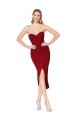 Fournisseurs de Bordeaux Sirène Col Haut Crêpe Stretch Courte Asymétrique Robes demoiselle d'honneur / Robes de soirée / Robes de cocktail