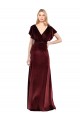 Fournisseurs de Bordeaux Trapèze Col V Velours Stretch Longue Robes demoiselle d'honneur / Robes de bal