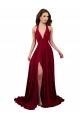 Fournisseurs de Bordeaux Trapèze Licou Col V Spandex Longue Formelles Robes demoiselle d'honneur / Robes de soirée / Robes de bal