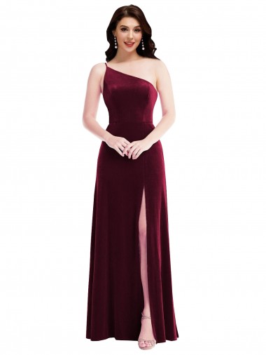 Fournisseurs de Bordeaux Trompette Velours Stretch Longue Robes demoiselle d'honneur / Robes de bal