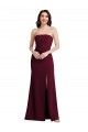 Fournisseurs de Bordeaux foncé Trompette Sans bretelle Crêpe Stretch Longue Robes demoiselle d'honneur / Robes de bal