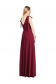Fournisseurs de Corail Trompette Col V Mousseline Longue Robes demoiselle d'honneur