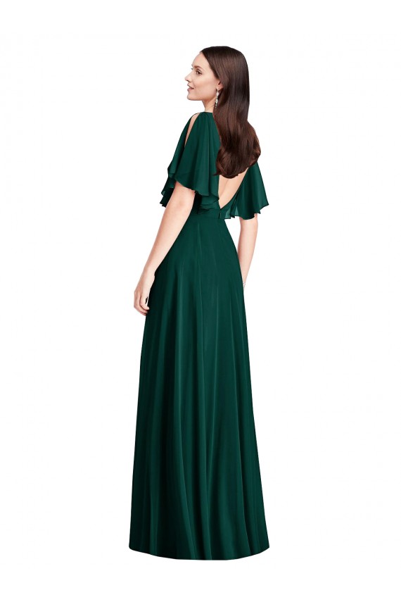 Fournisseurs de Evergreen Trapèze Bateau Mousseline Longue Robes demoiselle d'honneur