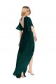 Fournisseurs de Evergreen Trapèze Col rond Mousseline Longue Asymétrique Robes demoiselle d'honneur