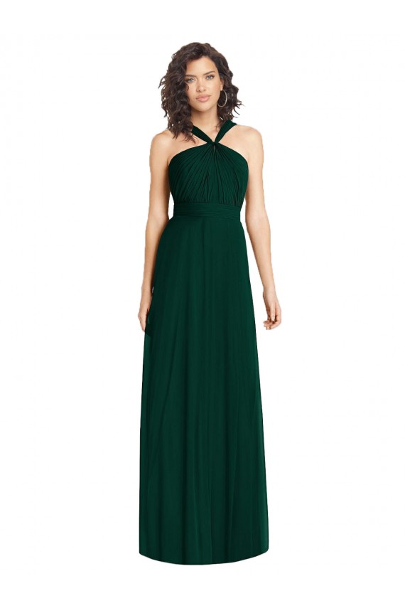 Fournisseurs de Evergreen Trapèze Licou Mousseline Longue Robes demoiselle d'honneur