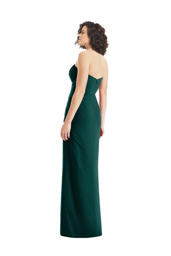 Fournisseurs de Evergreen Trapèze Sans bretelle Mousseline Longue Robes demoiselle d'honneur
