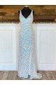 Fournisseurs de Fourreau Col V Balayage train Paillettes Velours Longue Robes de bal