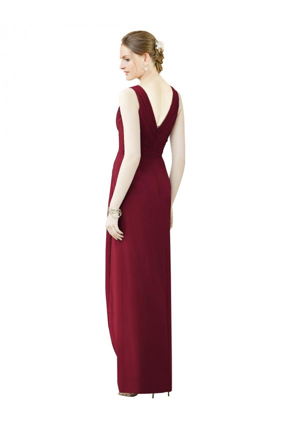 Fournisseurs de Fourreau Col V Mousseline Longue Robes demoiselle d'honneur